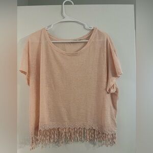 Cato Blush Crop Top with Fringe